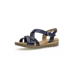 Gabor Comfort Riemchensandalen Materialmix Leder Blau Riemchensandaletten - Blau