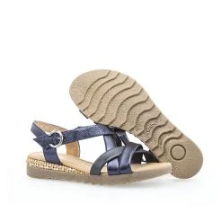 Gabor Comfort Riemchensandalen Materialmix Leder Blau Riemchensandaletten - Blau -CELENA-Shop 14367718 05