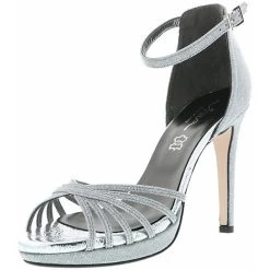 Vista Damen Sandaletten Glitzeroptik Riemchen Silber - Silber