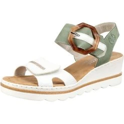 Rieker Keilsandaletten - Grün/weiß