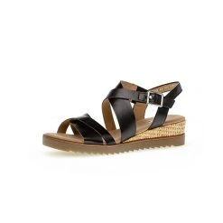 Gabor Comfort Keilsandaletten Glattleder Schwarz Keilsandaletten - Schwarz