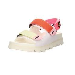 Blauer Damen Sandalen Clio 01 Sandale Plateau Bequem Freizeit Textil Uni Plateau-Sandaletten - Weiß