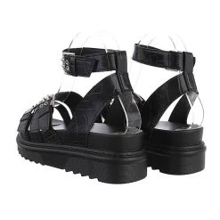 Ital-Design Plateausandaletten Schnalle, Keilabsatz/Wedge, Riemen - Schwarz -CELENA-Shop 29121781 03