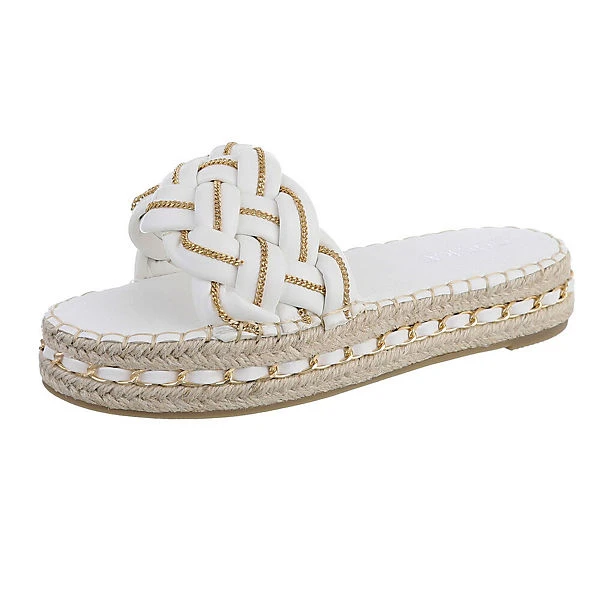 Ital-Design Plateausandaletten , Flach, Geflochten, Kette, Offene Ferse 3 Ital-Design Plateausandaletten , Flach, Geflochten, Kette, Offene Ferse