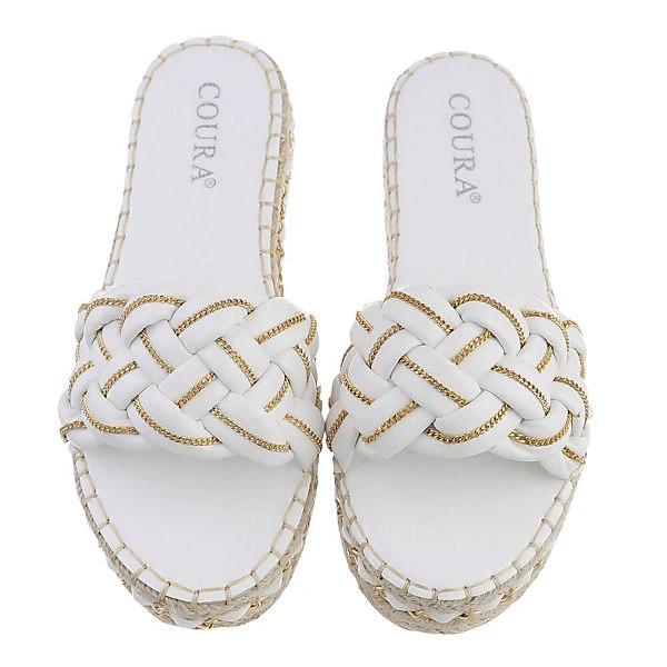 Ital-Design Plateausandaletten , Flach, Geflochten, Kette, Offene Ferse 6 Ital-Design Plateausandaletten , Flach, Geflochten, Kette, Offene Ferse – Bild 4