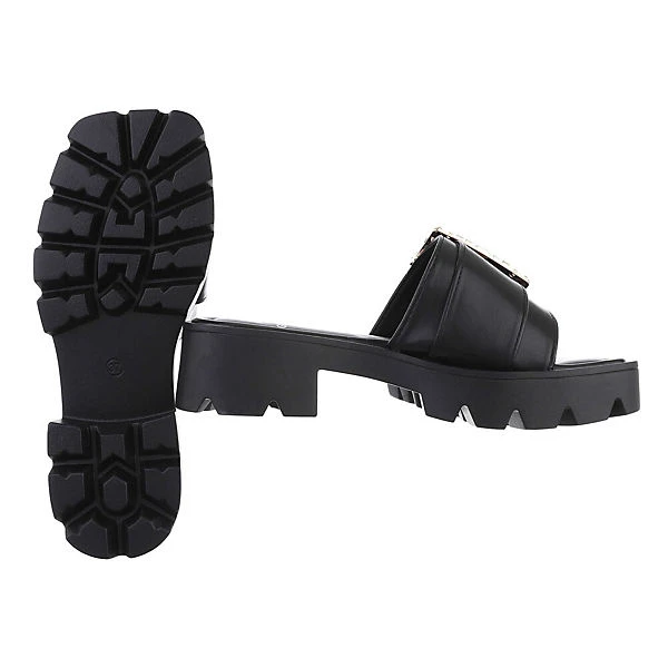 Ital-Design Plateausandaletten , Blockabsatz, Strass, Offene Ferse 4 Ital-Design Plateausandaletten , Blockabsatz, Strass, Offene Ferse – Bild 2