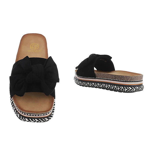 Ital-Design Plateausandaletten , Flach, Offene Ferse - Schwarz 5 Ital-Design Plateausandaletten , Flach, Offene Ferse - Schwarz – Bild 3