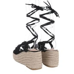 Ital-Design Plateausandaletten Hakenschnürung, Keilabsatz/Wedge, Geflochten -CELENA-Shop 29127094 03