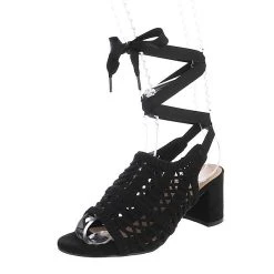 Ital-Design Keilsandaletten Hakenschnürung, Keilabsatz/Wedge, Geflochten