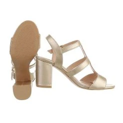 Ital-Design Sandalen & Sandaletten Schnalle, Blockabsatz, Metallisch, Riemen -CELENA-Shop 29247108 02