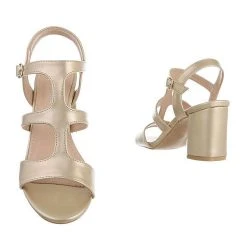 Ital-Design Sandalen & Sandaletten Schnalle, Blockabsatz, Metallisch, Riemen -CELENA-Shop 29247108 03