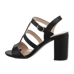 Ital-Design Sandalen & Sandaletten Schnalle, Blockabsatz, Metallisch, Riemen