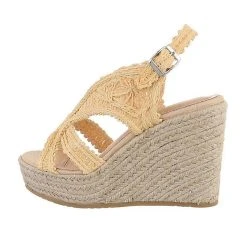Ital-Design Plateausandaletten Schnalle, Keilabsatz/Wedge, - Beige
