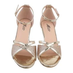 Ital-Design Sandalen & Sandaletten Schnalle, Blockabsatz, Metallisch, Riemen -CELENA-Shop 29345184 04