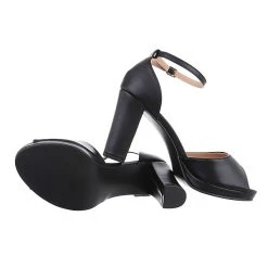 Ital-Design Sandalen & Sandaletten Schnalle, Blockabsatz, Metallisch, Riemen -CELENA-Shop 29347697 02