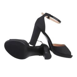 Ital-Design Sandalen & Sandaletten Schnalle, Blockabsatz, Metallisch, Riemen -CELENA-Shop 29347788 02