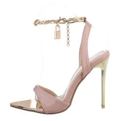 Ital-Design Sandalen & Sandaletten Knöchelriemen, Pfennig-/Stilettoabsatz, Kette