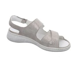 WALDLÄUFER Damen Sandalen Tore Sandale Fußbett Bequem Freizeit Glattleder Gemustert Klassische Sandaletten - Stein -CELENA-Shop 29822104 06