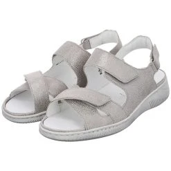 WALDLÄUFER Damen Sandalen Tore Sandale Fußbett Bequem Freizeit Glattleder Gemustert Klassische Sandaletten - Stein -CELENA-Shop 29822104 10