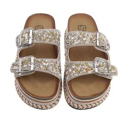 Ital-Design Plateausandaletten , Flach, Strass, Offene Ferse -CELENA-Shop 29893019 04