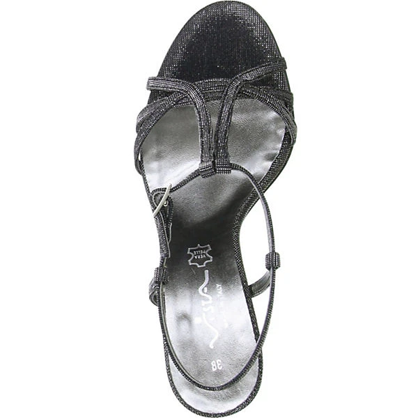 Vista Damen Glitzer Sandaletten Schwarz/silber - Schwarz 9 Vista Damen Glitzer Sandaletten Schwarz/silber - Schwarz – Bild 7